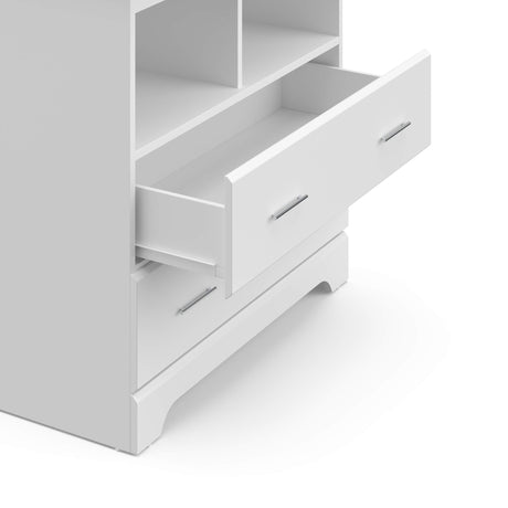 Storkcraft Brookside 2 Drawer Changing Table Dresser (White) – GREENGUARD Gold Certified, Easy-to-Match Chest of Drawers and Cubbies for Nursery and Kids Bedroom, Includes Changing Table Topper Storkcraft
