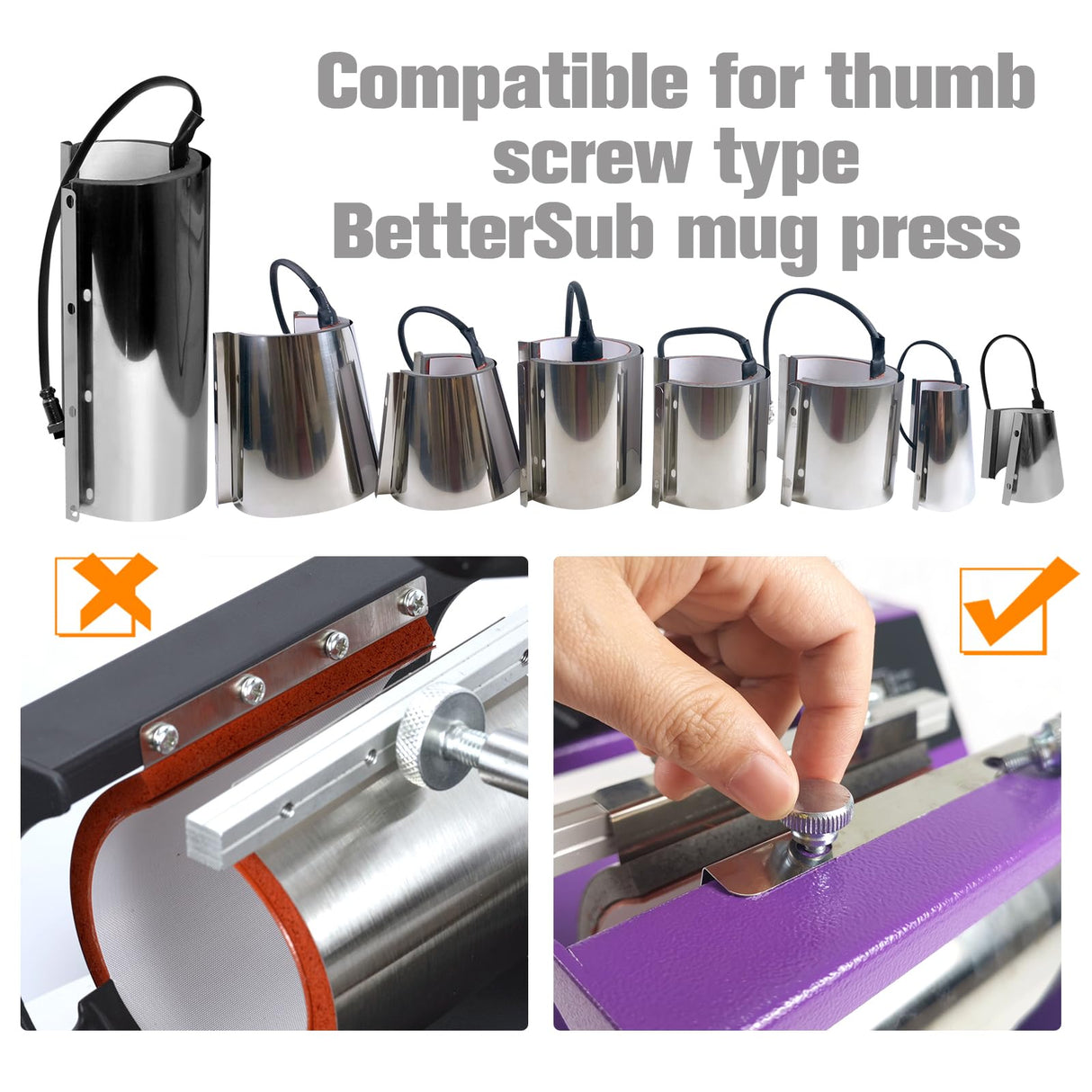 BetterSub Mug Cup Press Heating Transfer Attachment Silica Gel 110V for Heat Press Machine Transfer Sublimation Cylindrical (US Cylindrical 3oz) BetterSub