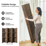 Partition Room Dividers, Folding Wood Privacy Screen with Three Display Shelves Suitable for Home Office, Study, Art Display - 6 Panel, 67 * 77inch (Brown) Svimi