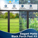 Gyykzz 5FT-8FT Porch Railing, 36" Matte Black Level Drilled Cable Railing Post Kits System for Outdoor Wood Porch with 1 Stainless Steel Railing Post, 99ft Black Cable, 20 Thread Swage Lag Screws Gyykzz