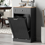 OUTGUAVA 13 Gallon Tilt Out Trash Cabinet Kitchen Waste Bins,50 Quart Laundry Hamper Tilt Out Pet Proof Hidden Trash Bin for Kitchen Living Room,Black OUTGUAVA