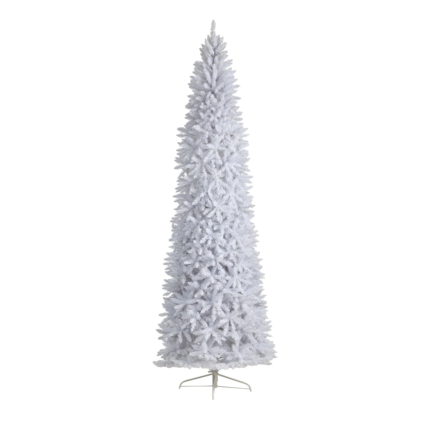 Nearly Natural 10ft. Slim White Artificial Christmas Tree with 800 Warm White LED Lights and 2420 Bendable Branches