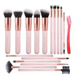 Real Perfection Makeup Brush Set 16 Pcs with 1 Eyebrow Razor Premium Synthetic Foundation Powder Concealers Eyeshadow Blush Makeup Brushes Make up Brushes Kit (Pink) Real Perfection