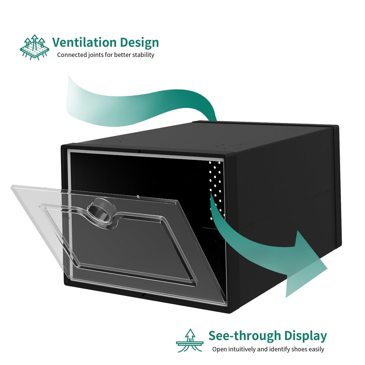 YITAHOME XL Shoe Storage Box, Set of 12 Shoe Storage Organizers Stackable Shoe Storage Box Rack Containers Drawers - Black-X-Large Size YITAHOME