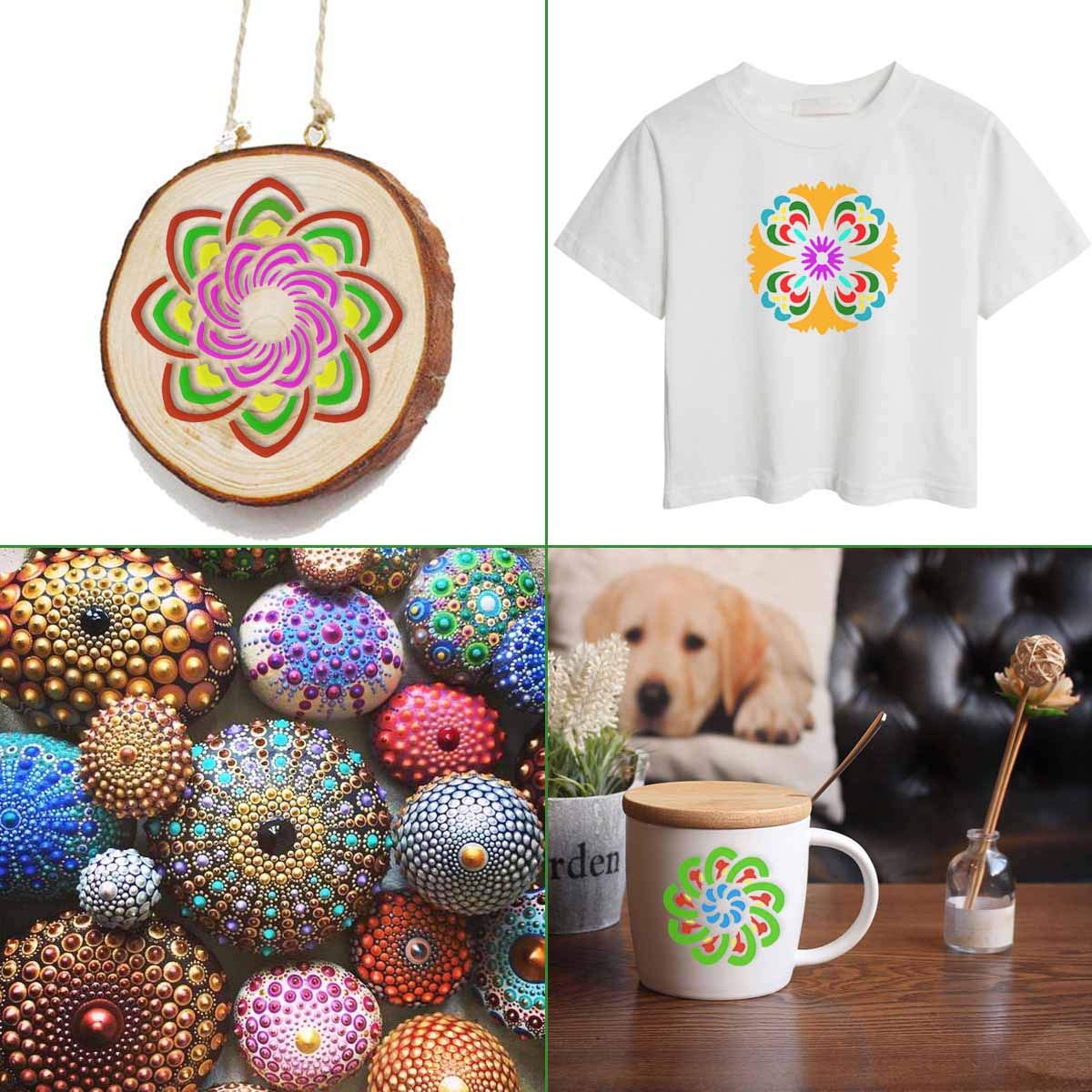 36 Pack Mandala Stencils (3.6x3.6 Inch) Mandala Dotting Painting Template Stencil Set for Painting Perfect for DIY Painting Art Projects Wood Wall Floor Fabric Furniture Tile Christmas Gift (Reusable) TTSAM