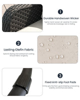 LayinSun 10 Piece Wicker Outdoor Furniture Set with 6-inch Comfy Cushions, High Back Patio Furniture Set with Swivel Rocking Chairs and Fire Pit Table LayinSun