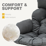 DWVO Egg Chair with Stand, Hanging Outdoor Rattan Wicker Patio Hammock Indoor Egg Chair with Cushion, Hanging Swing Chair 350lbs for Porch, Garden, Bedroom, Balcony, Gray DWVO
