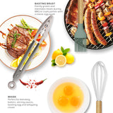 Silicone Cooking Utensils Set - 446°F Heat Resistant Silicone Kitchen Utensils for Cooking,Kitchen Utensil Spatula Set w Wooden Handles and Holder, BPA FREE Gadgets for Non-Stick Cookware (Colorful) oannao