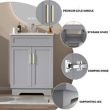 Ymise Bathroom Vanity with Sink, 24-Inch Bathroom Vanities Cabinet with Large Storage Space, Wooden Bathroom Sink Cabinet, Grey Ymise