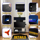 LAINELAND Night Stand Set 2,Nightstand with Charging Station,Induction Light and LED Light,Bedside Table with Drawers,Modern Nightstand End Side Table for Bedroom,Nightstands with Bookshelf,Black LAINELAND