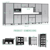 VIYET Metal Tool Cabinet,Garage Storage Cabinet System,Wall Cabinet & Locking Rolling Tool Cabinet with Doors and Adjustable Shelves,Steel Tool Cabinets for Home (10 Pcs-StyleA, Black & Grey) VIYET