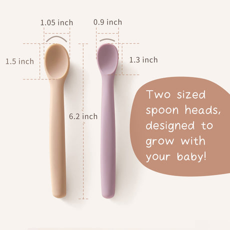 Moonkie Silicone Baby Spoons Set of 4, Two Sizes Feeding Spoon for First Stage 4+ Months, Baby Utensils with Case, Toddler Led Weaning Spoons, Bendable, Chewproof & Boil-proof Moonkie