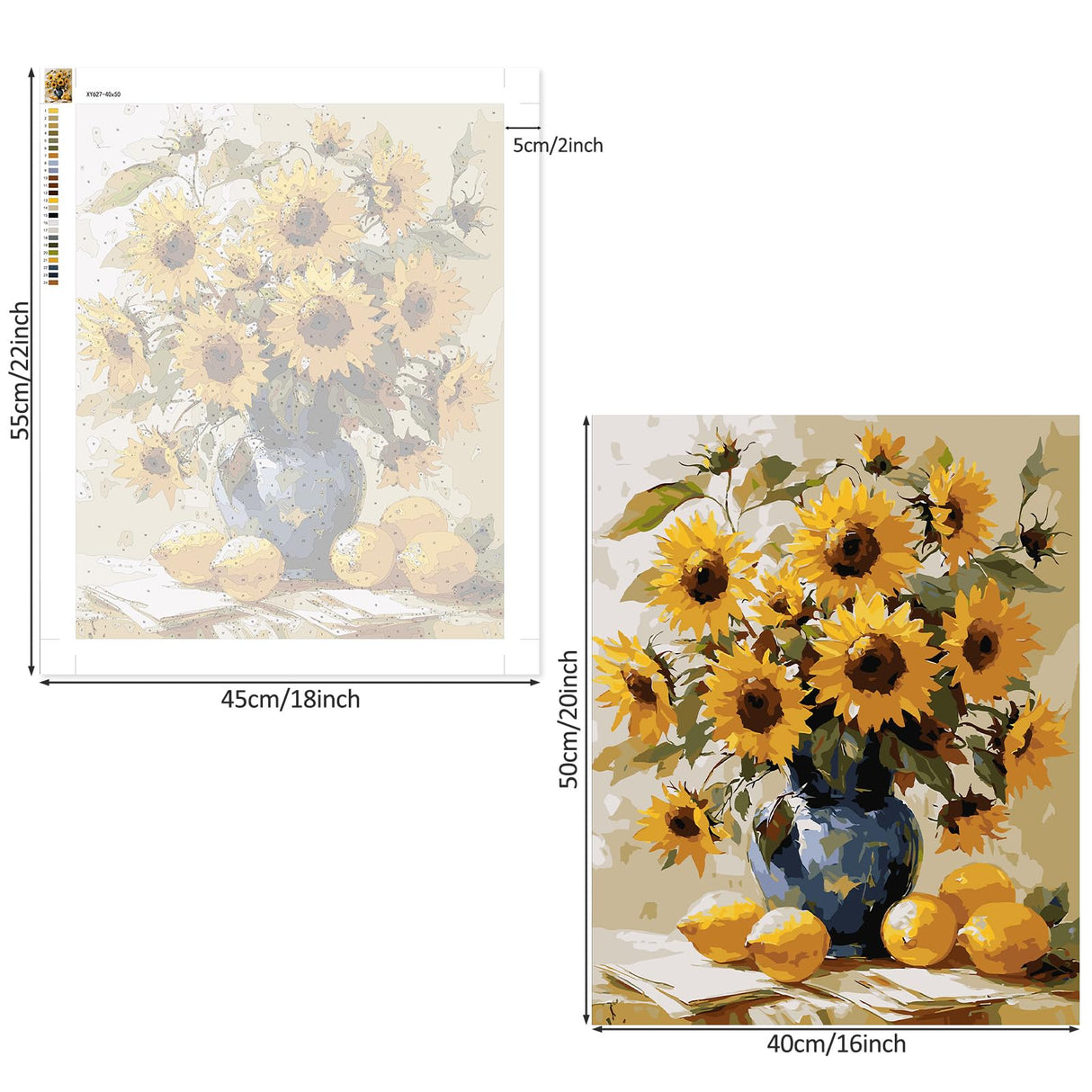 Lxmsja Sunflowers Paint by Numbers Kit for Adults, Lemons Acrylic Paint by Numbers for Adults Beginner, DIY Craft Supplies Oil Painting Kits for Home Wall Decor 16x20 inch (No Frame) Lxmsja