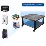 Natwind 2 Tier Laser Printer Stand,19.7''x19.7''x12.6'' Large Printer Table Copier Stand Under Desk,Heavy Duty Rolling Cart with Paper Storage Shelf,Printer Holder on Wheels for Home Office (Retro) Natwind