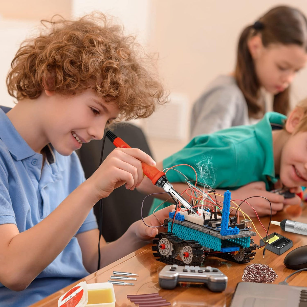 Soldering Iron Kit, 120W LED Digital Advanced Solder Iron Soldering Gun kit, 110V Welding Tools, Smart Temperature Control [356℉-932℉], Extra 5pcs Tips, Auto Sleep, Temp Calibration, Orange Q-MING