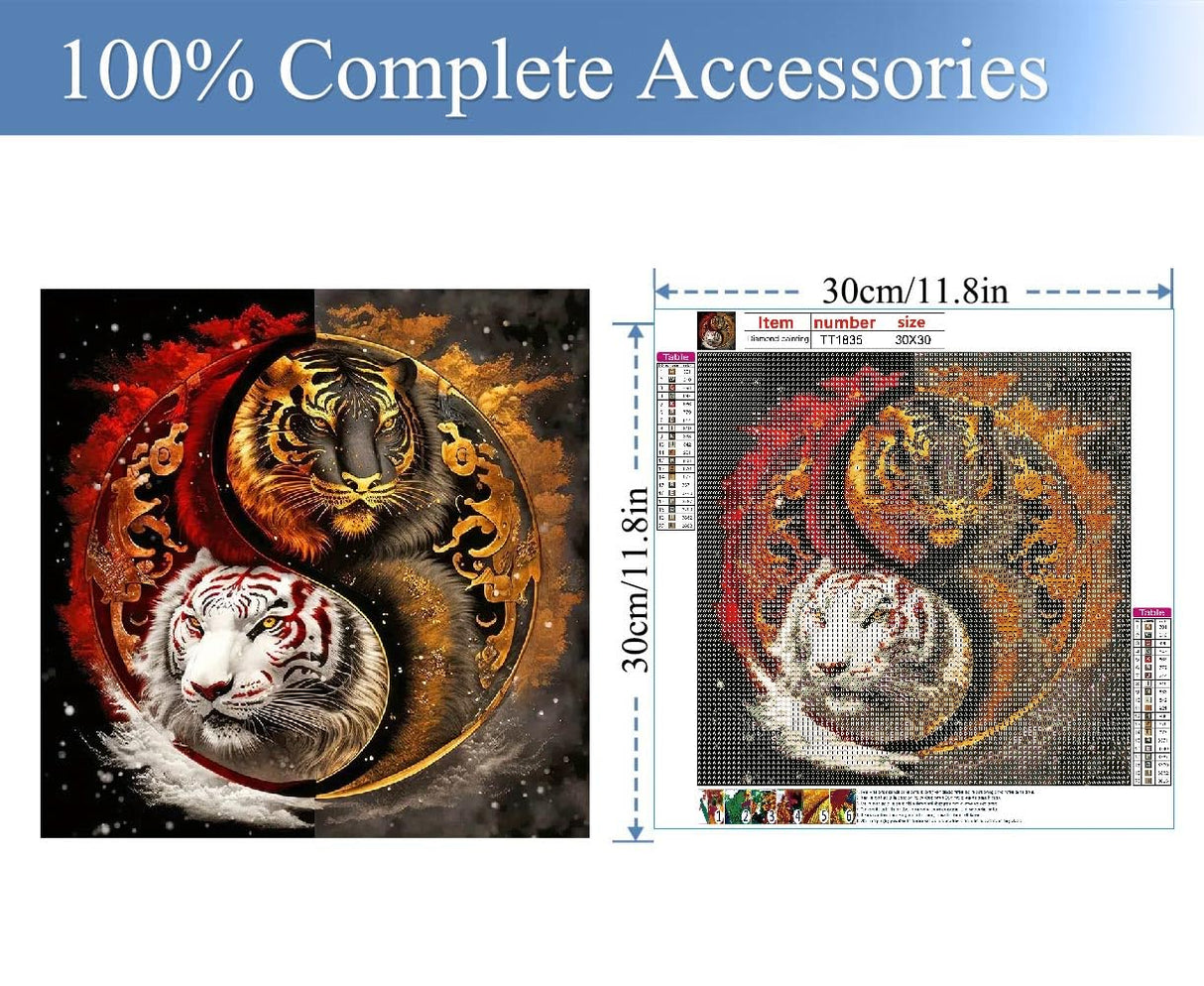 JFYHAB Tiger Diamond Painting Kits-Taichi Tiger Diamond Painting Kits for Adults,5D DIY Full Drill Dragon Diamond Art for Home Wall Decor 12x12inch JFYHAB