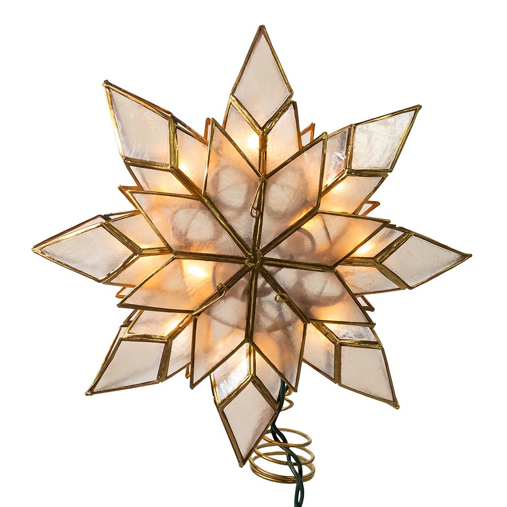 Kurt Adler 8.5-Inch Capiz Star Tree Topper with 10 Clear Lights and 1 Spare Bulb Kurt S. Adler