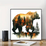 mrpwnle Diamond Art Kits for Adults,DIY Forest Bear Diamond Painting Kits, 5D Forest Bear Diamond Art Kit for Adults Beginners, Round Full Drill Diamonds Painting Gem Art Crafts 15.7x15.7in mrpwnle