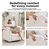 Rocking Chair Nursery with Adjustable Armrests, Electric Glider Recliner Nursing Chair for Breastfeeding, Power Swivel Recliner Chairs with Massage and Heat, Adjustable Headrest , FSC Certified, White Rhevoy