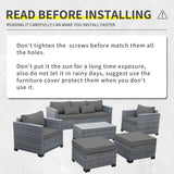Lviden 6 Pieces Wicker Patio Furniture Sets Outdoor Conversation Set PE Rattan Sectional Sofa Couch with Storage Table and Grey Cushions Lviden