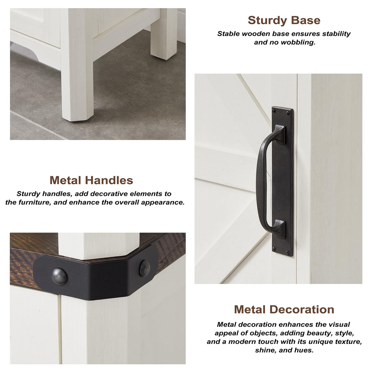 Minifeel Bathroom Storage Cabinet, 5-Shelf Farmhouse Storage Cabinet with Barn Door&Adjustable Shelves, Bathroom Organizer for Living Room, Kitchen (Antique White) Minifeel