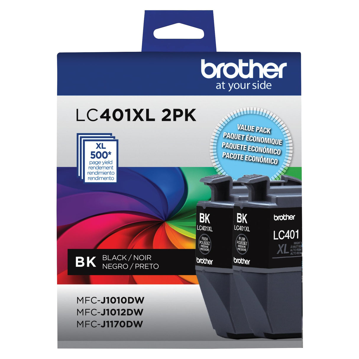 Brother Genuine LC401XL 2PK High Yield 2-Pack Black Ink Cartridges Brother
