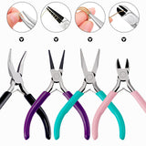 URSKYTOUS 4Pcs Jewelry Pliers Set Jewelry Making Pliers Tools Kit Include Jewelry Making Needle Nose Chain Nose Round Bent Pliers Wire Cutter for Bracelet Beading DIY Craft Jewelry Making Supplies URSKYTOUS