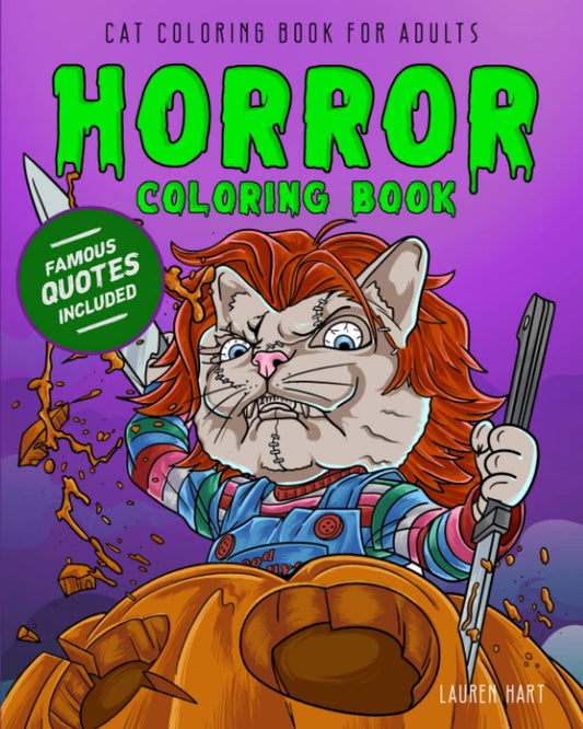 Horror Coloring Book for Adults: Horror Movie Coloring Book Featuring Cats (Halloween Coloring Book for Adults) ｜Guess The Movie: Horror Edition