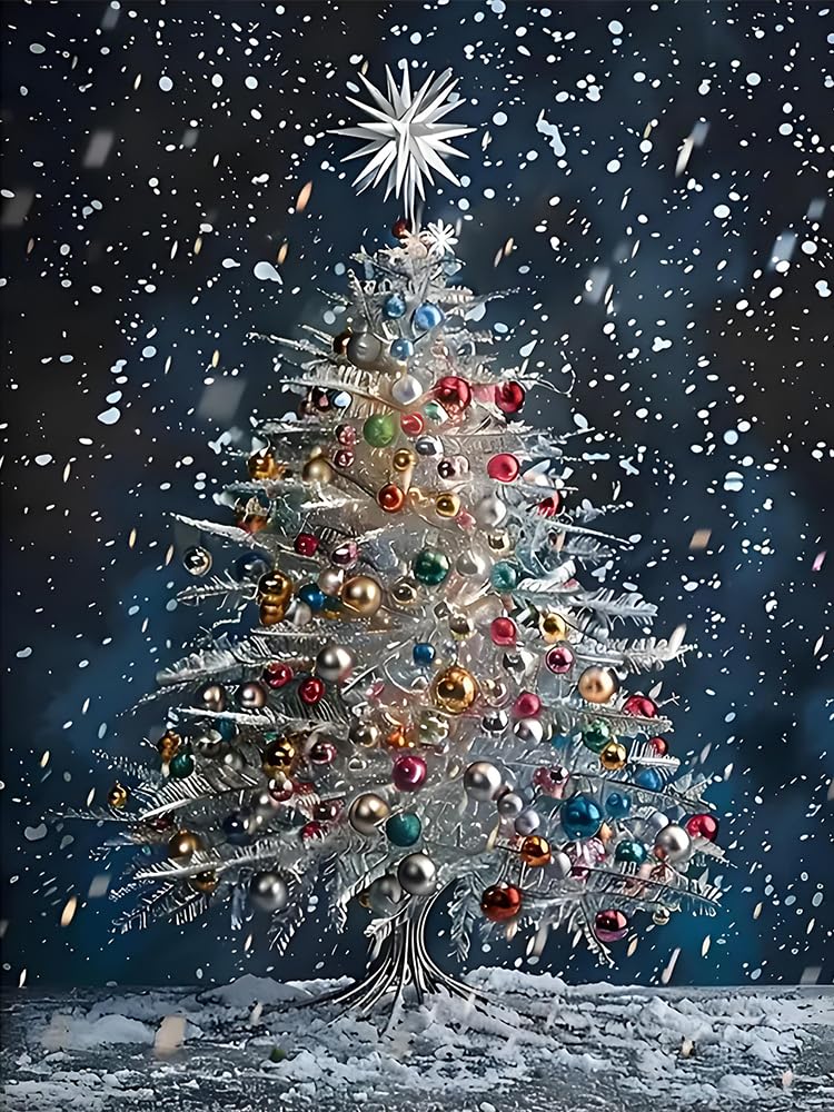 JXDXDJ Christmas Diamond Art Kits for Adults, Winter 5D Diamond Painting Kits for Beginners,DIY Round Full Drill Diamond Dots Gem Art for Adults, Paint by Diamonds Pictures Crafts Home Decor 12x16 in JXDXDJ