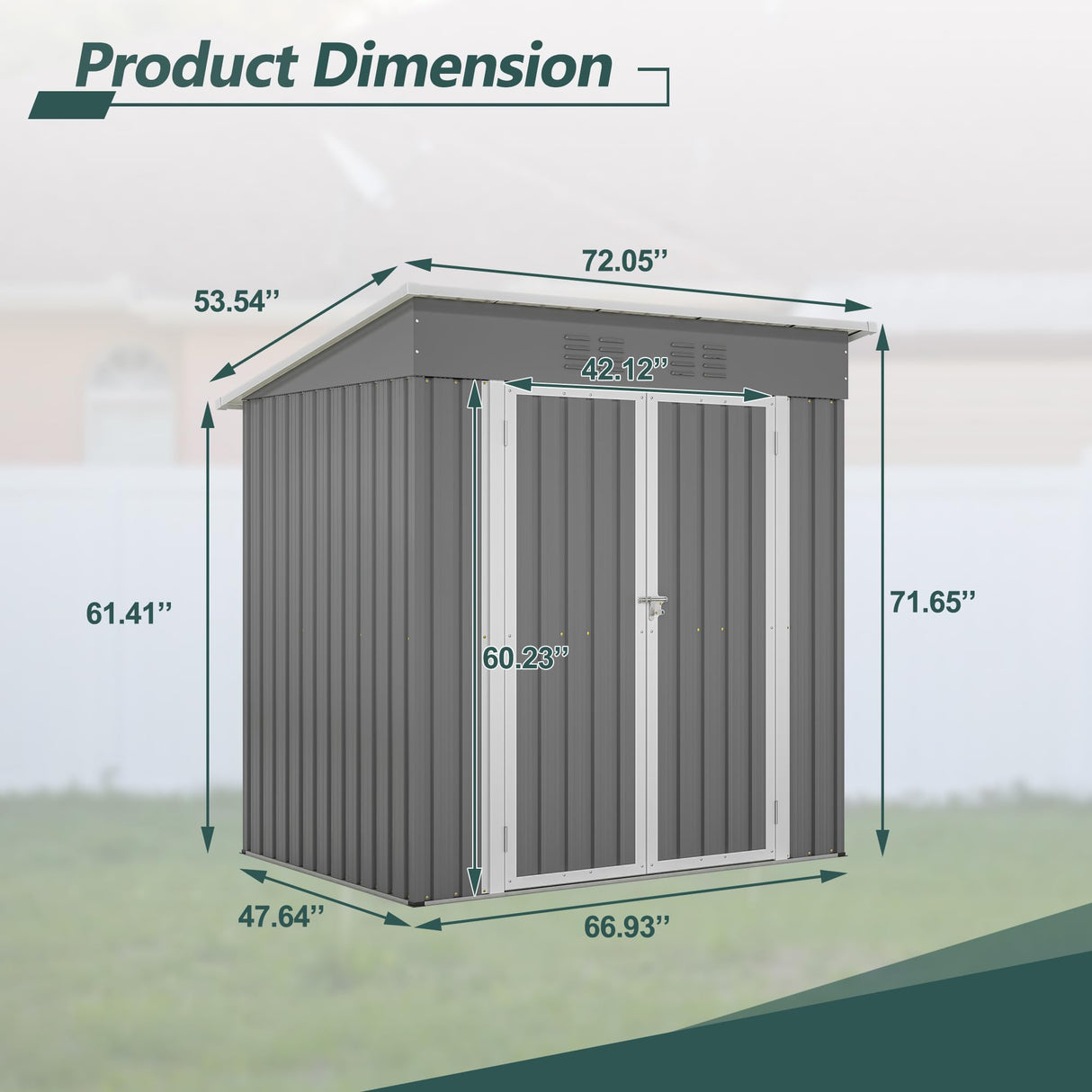 6x4 FT Outdoor Storage Shed with Lockable Double Doors, Aluminum Frame, Weatherproof with Frame Floor, Metal Tool Shed for Garden, Backyard, Patio, and Equipment Storage Mulinsonfly