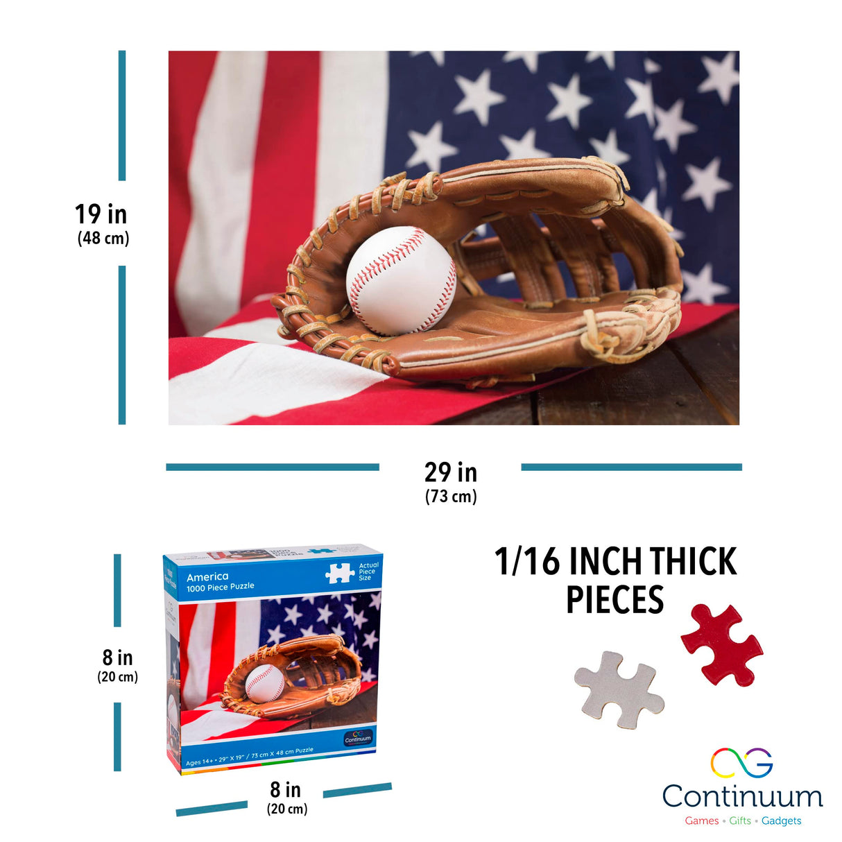 Baseball Puzzle 1000 Pieces Flag & Mit Fun Iconic Sports Puzzles for Adults for Baseball Lovers by Continuum Games Continuum Games