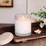 sunnyfuture 10 OZ Clear Candle Jars for Making Candles Set of 8, Ribbed Glass Candle Jars with Wood Lids and Labels, Candle Containers for DIY, Gifts, Home Decoration sunnyfuture