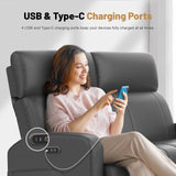 Power Loveseat Recliner Set with Adjustable Headrest, 2+1 Pieces in Living Room, 2 Seater Power Reclining Loveseat with Manual Headrest, 1 Swivel and Rocking Power Recliner Chair with Power Headrest Duitrc