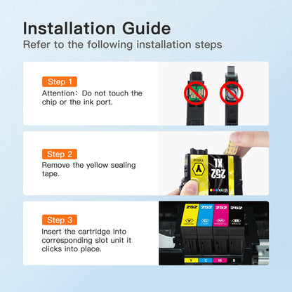 E-Z Ink (Remanufactured Ink Cartridge Replacement for Epson 252XL 252 XL T252XL120 to use with Workforce WF-7110 WF-7720 WF-7710 WF-3620 WF-3640 (1 Large Black, 1 Cyan, 1 Magenta, 1 Yellow) 4 Pack