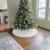 AISENO 48 Inch Christmas Tree Skirt Faux Fur with Cable Knit Knitted Thick Decoration for Merry Christmas Decorations AISENO