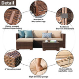 Patiorama 5 Piece Outdoor Patio Furniture Set, Outdoor Sectional Conversation Set, All-Weather Brown PE Wicker w/Beige Cushions, Outdoor Backyard Porch Garden Poolside Balcony Furniture Set Patiorama
