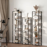 MAHANCRIS Bookshelf, 5-Tier Bookcase, Standing Book Shelf for Small Space, Storage Shelf Organizer, for Living Room, Bedroom, Study, Balcony, Greige and Black BKHG5501 MAHANCRIS