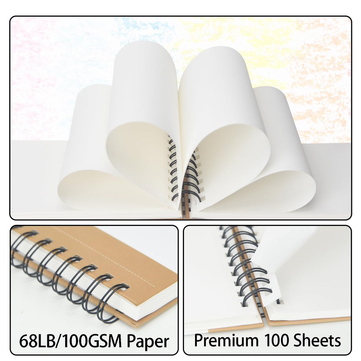 Crehatos 5.5" x 8.5" Sketch Book, Top Spiral Bound Sketch Pad, 100 Sheets Each 68lb/100gsm Drawing Paper, 2 Pack Crehatos