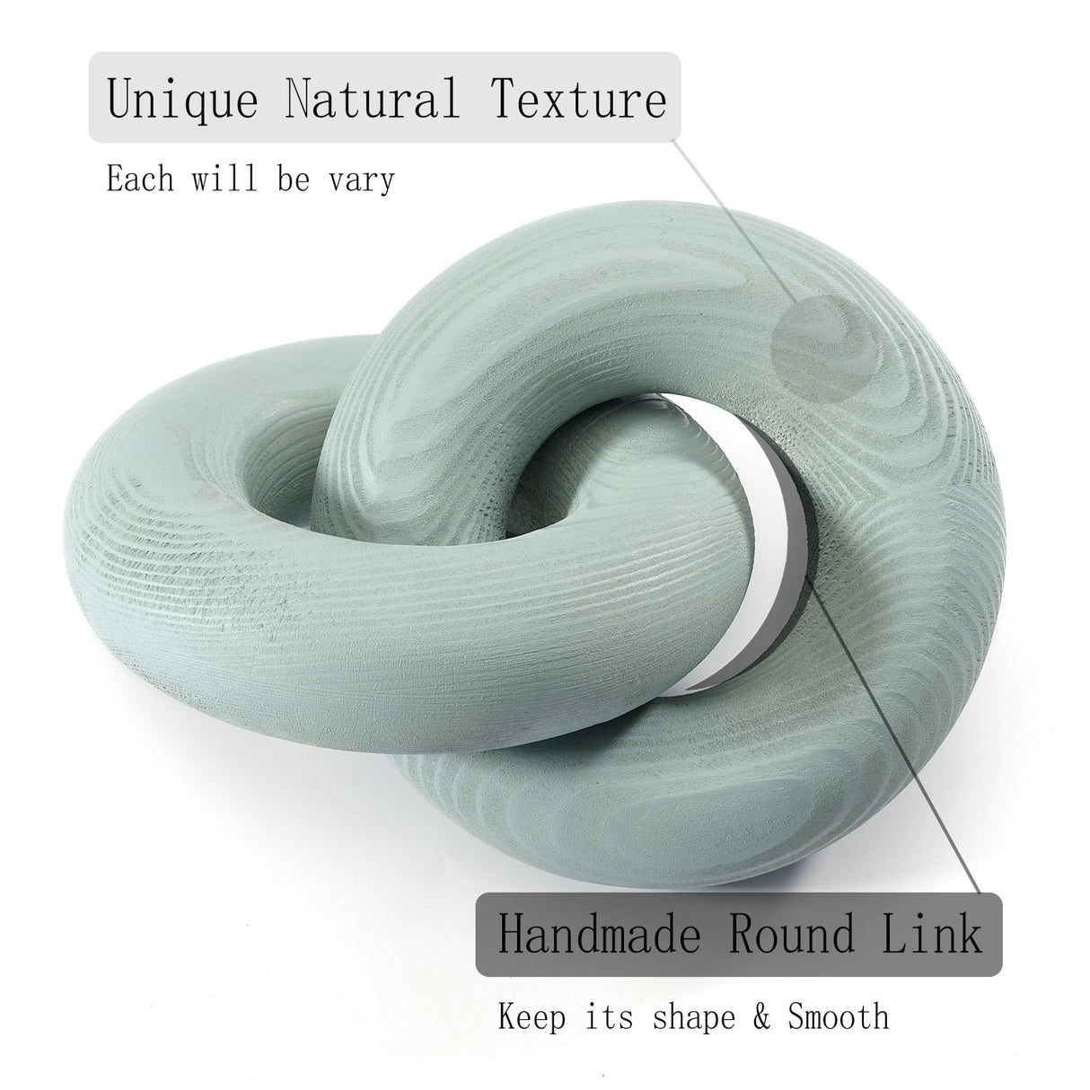 baqor 2-Link Wood Knot Decor - for Coffee Table Bookshelf Boho Celtic Home Entryway Living Room Office Rustic Farmhouse Decorative Object Wooden Knot Chain Link Accents Modern Sculpture baqor