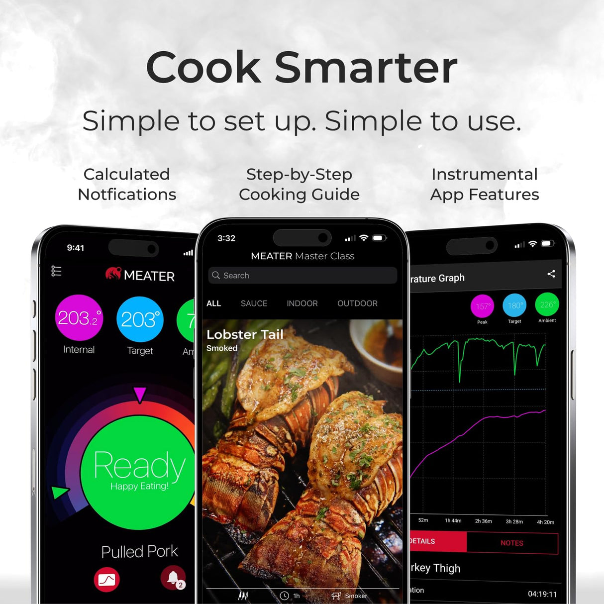 MEATER SE: Smart Bluetooth Meat Thermometer | Long Wireless Range | for Oven, Grill, Kitchen, BBQ, Smoker, Air Fryer | Step-by-Step Recipes in App | Dual Sensors | Black Charger [2024 Release] MEATER