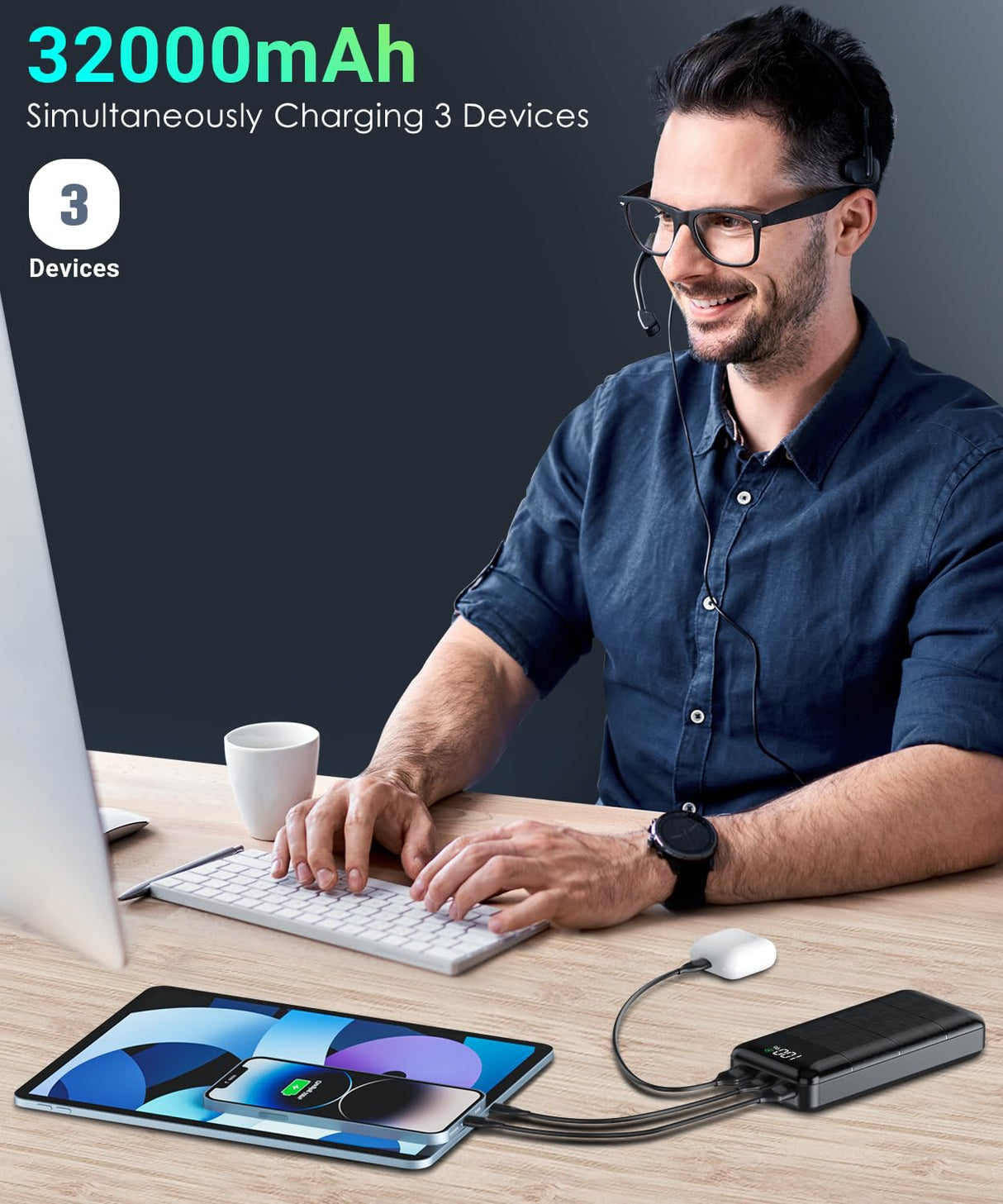 LOVELEDI Power-Bank-Portable-Charger - 32000mAh Power Bank Output PD 30W and QC4.0 Fast Charger Portable Charger with Built-in LED Display Compatible with Smartphones and All USB Devices (Black) LOVELEDI