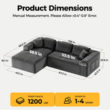 CAMMOO 108” Cloud Sectional Couch in One Box, Compressed Modern Modular Sectional Sofa with Deep Seat, Corduroy Boneless Couches with Chaise, L-Shaped Sofa for Living Room, 4 Storage Pockets(Grey) CAMMOO