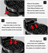 Health and Home 3-in-1 Waffle, Omelet, Egg Waffle Maker, 3 Removable Nonstick Baking Plates, Upgraded 360 Rotating Belgian Maker Health and Home