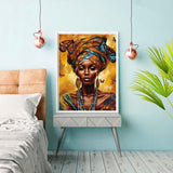 Reofrey DIY Diamond Art Kits for Adults African Woman, Full Drill Round Rhinestone Diamond Painting Kits, Cross Stitch Embroidery Canvas for Crafts Home Wall Decor 30x40cm Reofrey