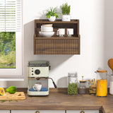 Anmytek Walnut Floating Nightstand Set of 2 with Drawer, Wall Mounted Night Stand, Small Bedside End Table, Modern Wood Floating Bedside Shelf for Bedroom Bathroom Kitchen Anmytek