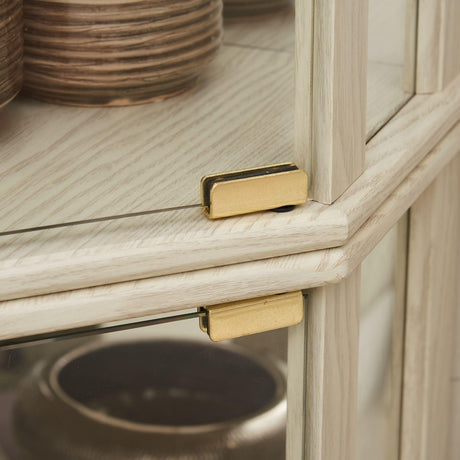 CKEASEAN Curio Corner Cabinet, Lighted Glass Display Cabinet, Tempered Glass Door and Shelve, Wood Corner China Cabinet Inclued Bulb, Curio Cabinet Rack for Living Room (White, 16.5" L 16.5" W 70" H) CKEASEAN