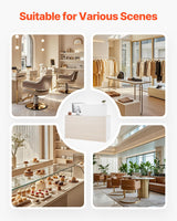 VEVOR Reception Desk, 55 Inch Rectangular Front Counter Table, Office Reception Counter with Lockable Drawer and Storage Cabinet, for Checkout, Lobby, Beauty Salon and Office, Natural VEVOR