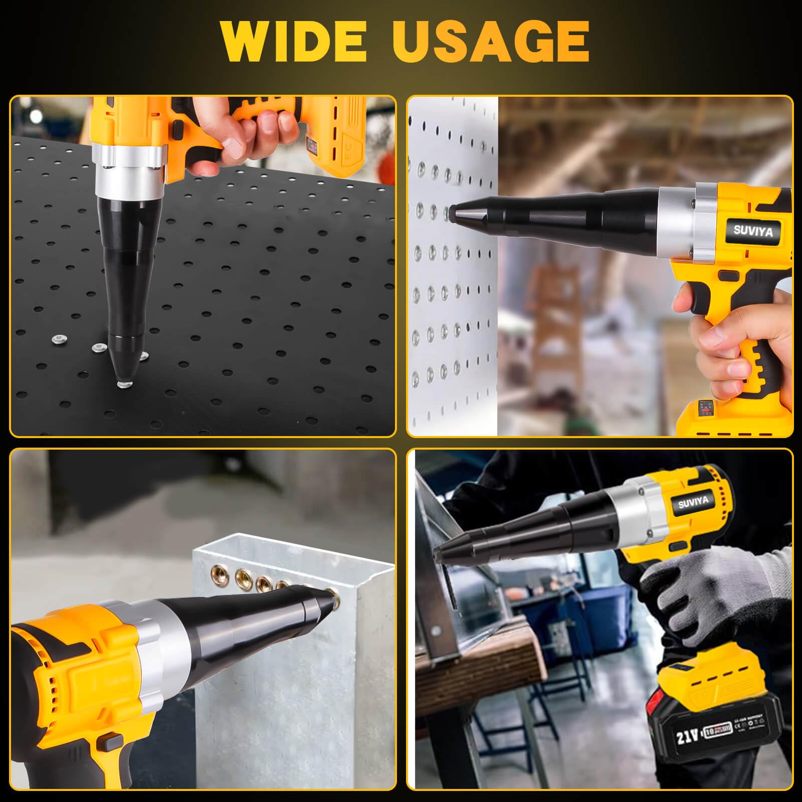 SUVIYA Cordless Rivet Gun Compatible with Dewalt 20V Max Battery(No Battery), Electric Rivet Gun Kit with a kitbox, Brushless Blind Riveter Tool Kit for 1/8", 5/32", 3/16" Rivets - WoodArtSupply