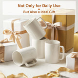 Jassceram Coffee Mugs Set of 6, 18 Ounce Porcelain Mugs for Latte, Hot Tea, Cappuccino, Cocoa and Milk, Ceramic Coffee Cups with Large Handle - Dishwasher & Microwave Safe, White Jassceram