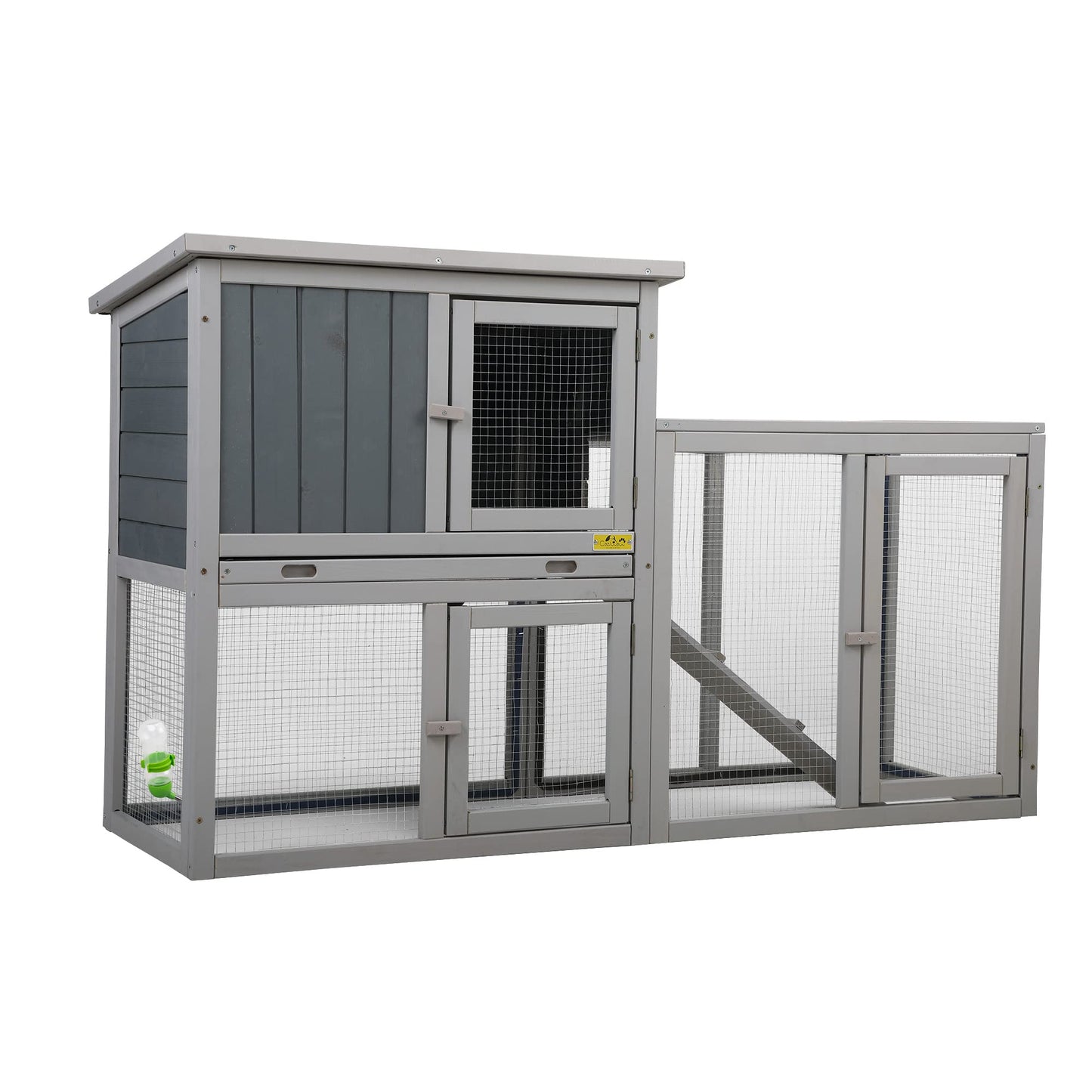 COZIWOW Assembled 54Inch Wooden Large Rabbit Hutch Indoor with Run Durable 2 Story Small Animal House Habitat, Pet Bunny Cage Outdoor with Cleaning Tray, for Bunny Chick Duck Hamster (Grey) - WoodArtSupply